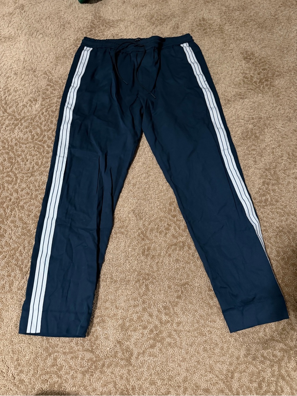 NWOT Club Monaco Navy Men’s Track Chino Pants with White Side Stripes Size XL